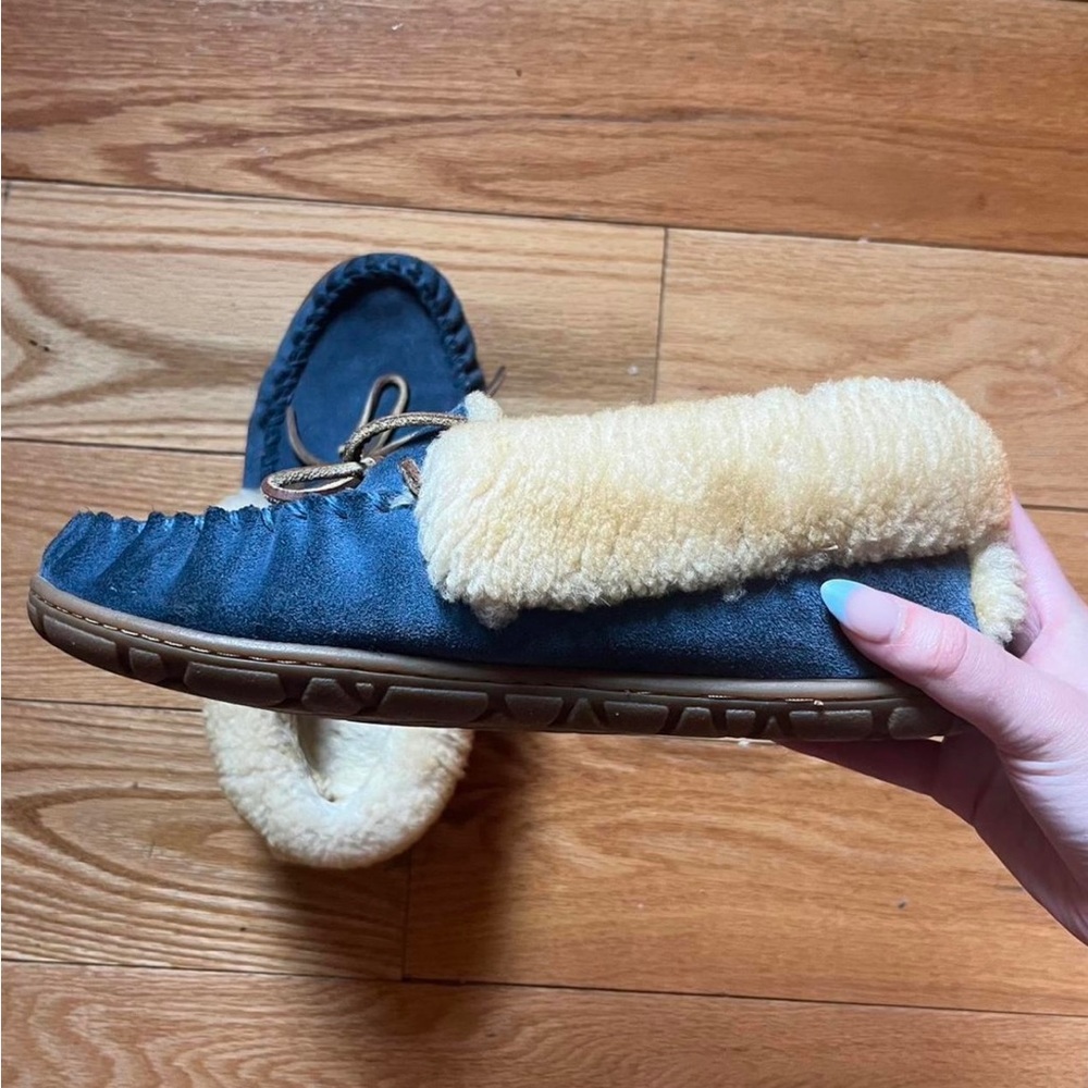 LL Bean blue sheepskin moccasins